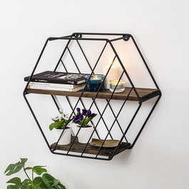 Hanah Home Liliales Estante Flotante Negro y Nogal Oscuro